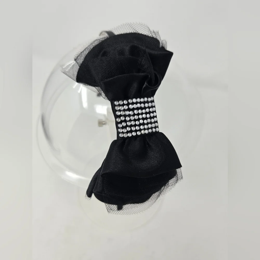 HANDMADE SET OF 4 BLACK FASCINATOR HEADBAND HAIR ACCESSORY BACHELORETTE WOMEN OS